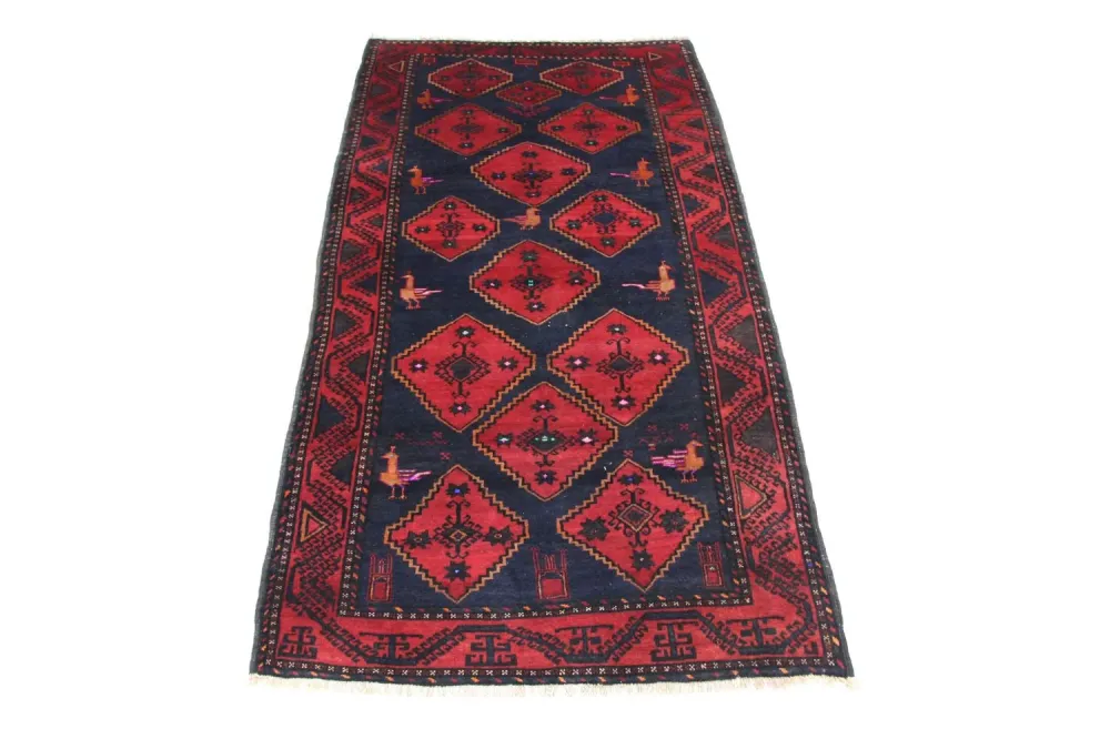 Balutsj-teppe - 296 x 150 cm - blå