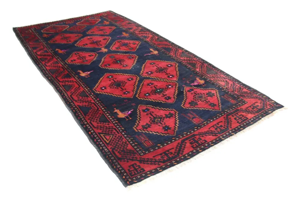 Balutsj-teppe - 296 x 150 cm - blå