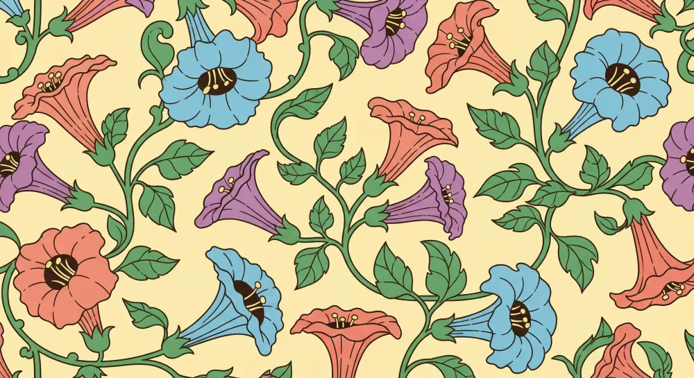Barnepapir | Fargerike blomster på lysegul bakgrunn