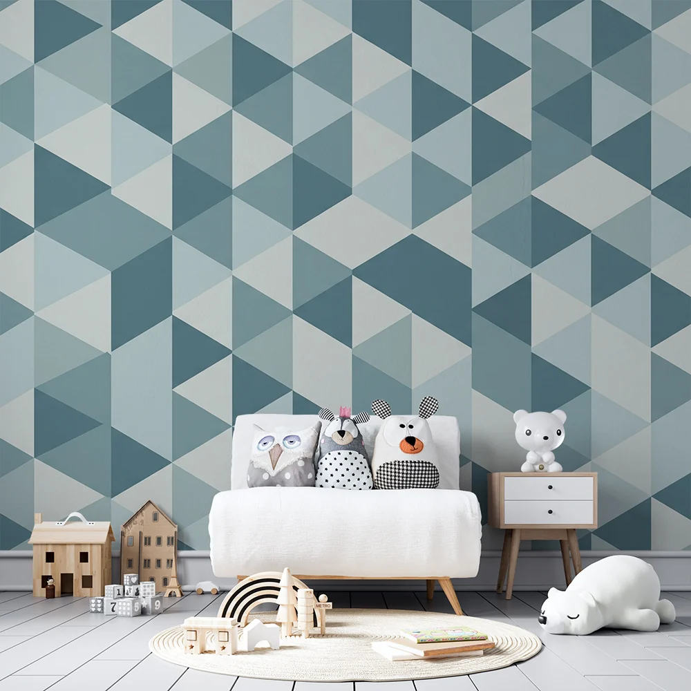 Barnepapir | Geometrisk mønster i blå nyanser