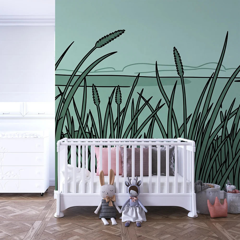 Barnetapet barn | Rolig eng med gress og landskap