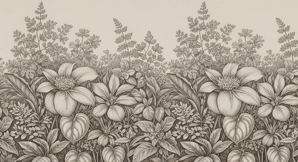 Barnetapet | Blomster og bladverk i myke nyanser