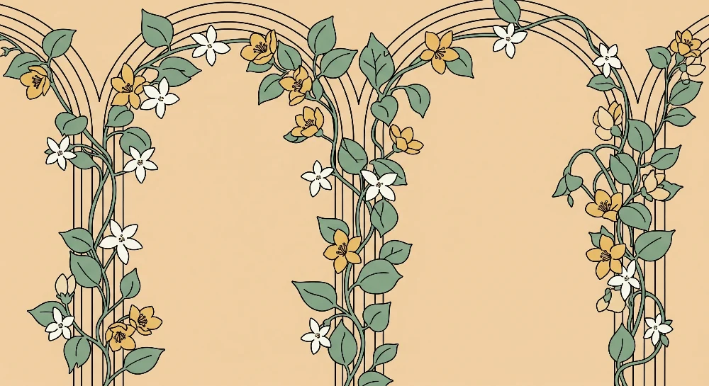 Barnetapet | Blomster og elegante mønstre på en myk bakgrunn