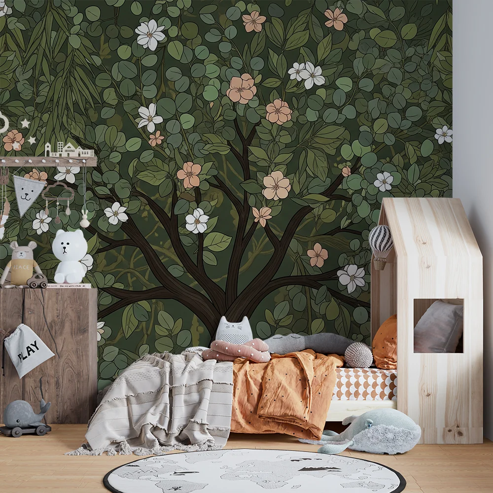 Barnetapet | Blomstrende tre med frodig løvverk
