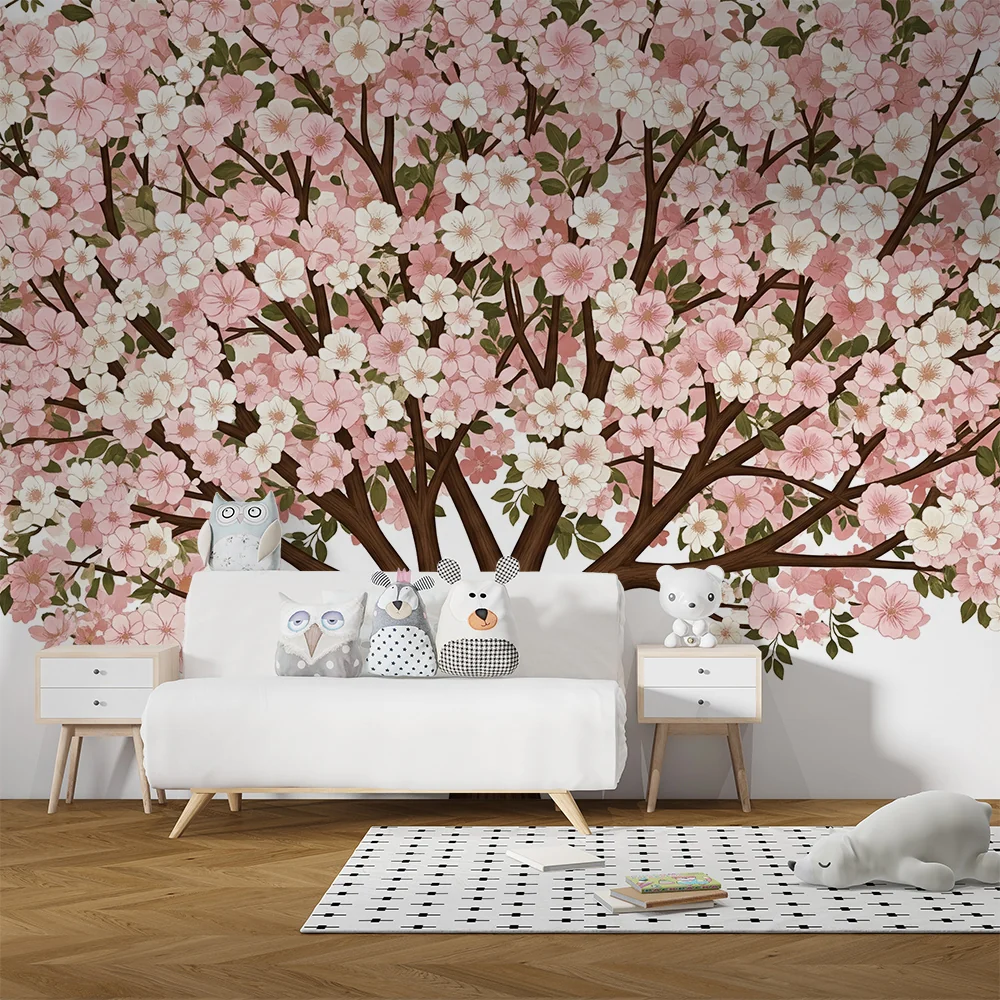 Barnetapet | Blomstrende tre med rosa og hvite blomster