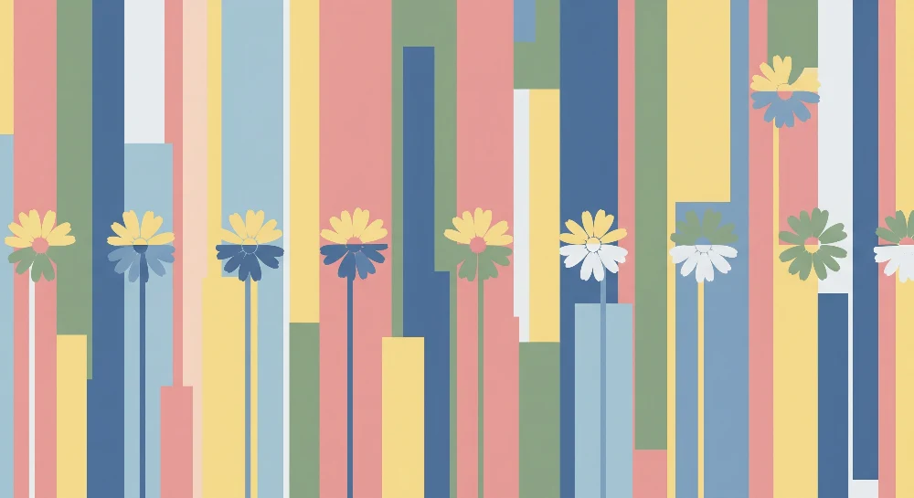 Barnetapet | Fargerike blomster og pastellfargede geometriske mønstre