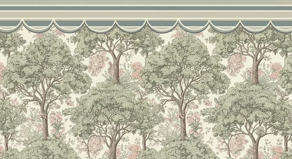 Barnetapet | Frodig skog og blomster i myke nyanser
