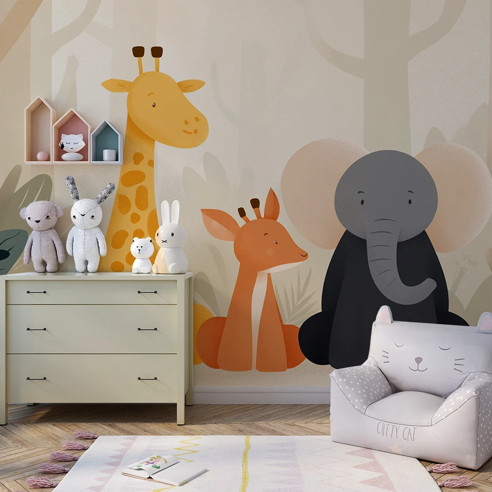Barnetapet | Jungeldyr med sjiraff, elefant og gaselle