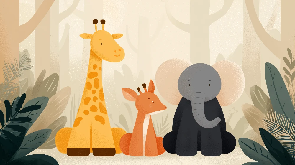 Barnetapet | Jungeldyr med sjiraff, elefant og gaselle