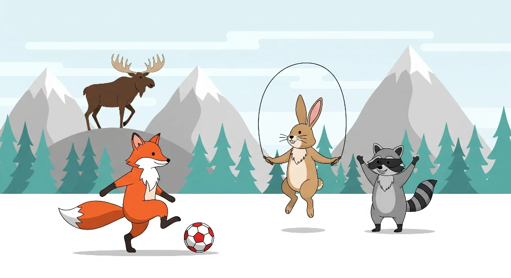 Barnetapet | Lekende dyr i et snødekt landskap
