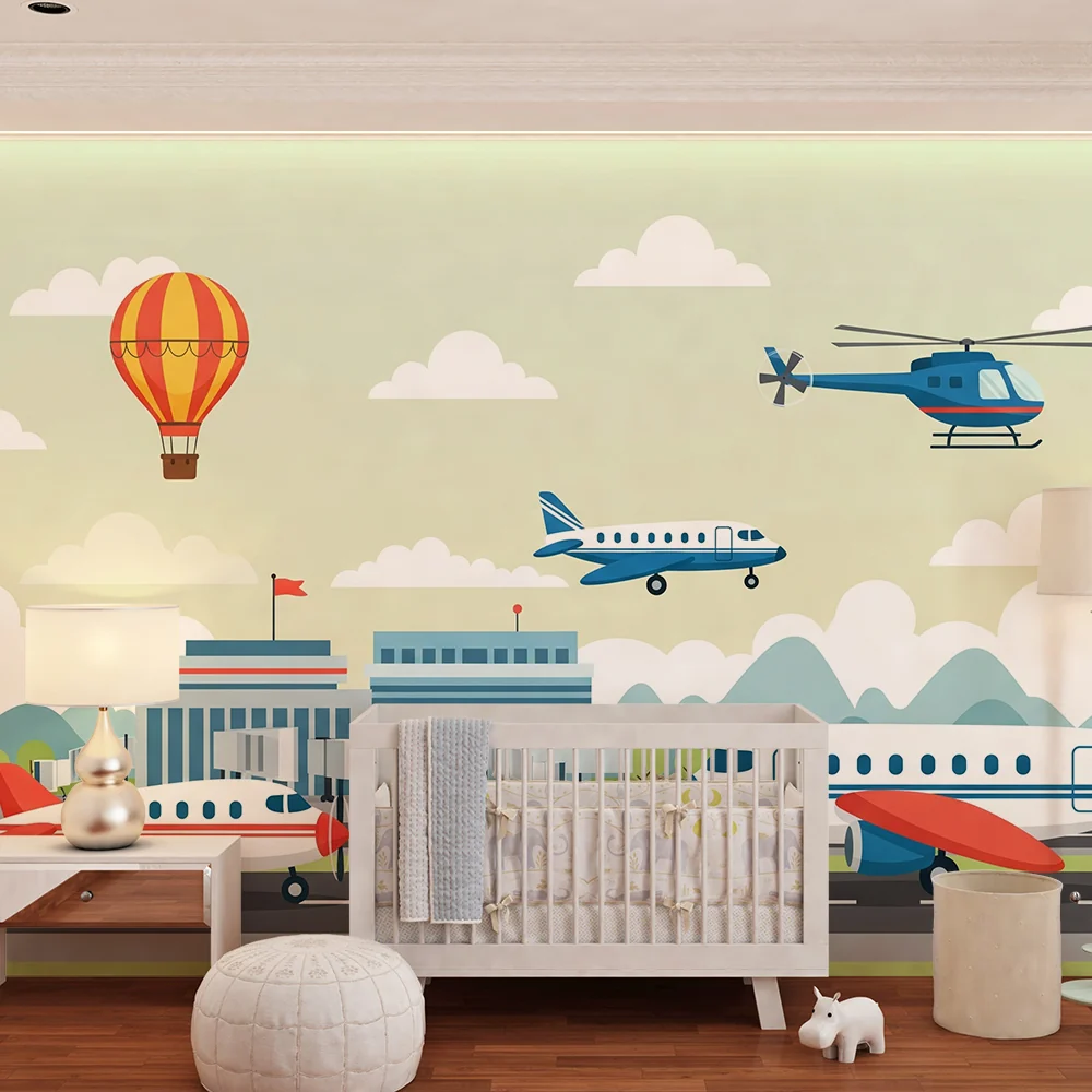 Barnetapet | Levende flyplass med fly og fargerike luftballonger