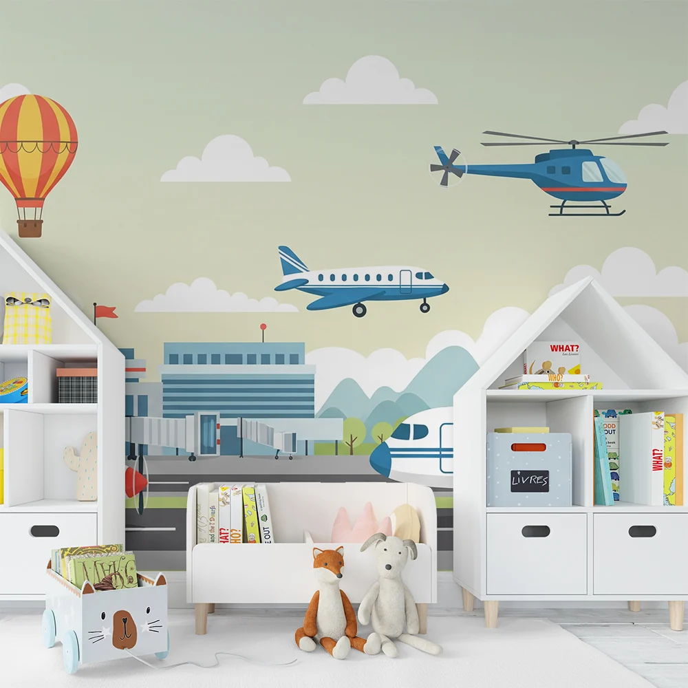 Barnetapet | Levende flyplass med fly og fargerike luftballonger