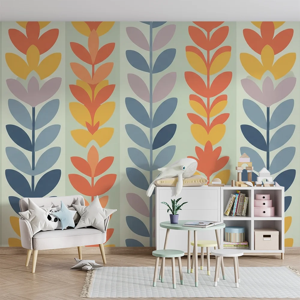 Barnetapet med blomstermotiv | Fargerike blomster på myk bakgrunn