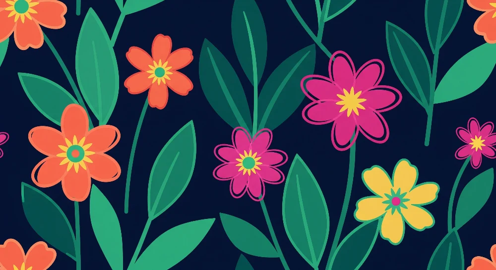 Barnetapet med fargerike blomster i kontrast