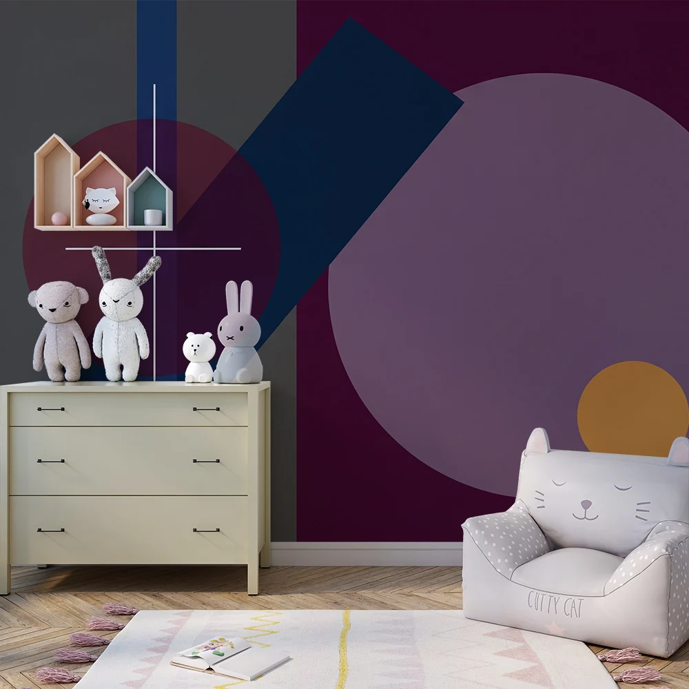 Barnetapet med fargerike geometriske former på moderne bakgrunn