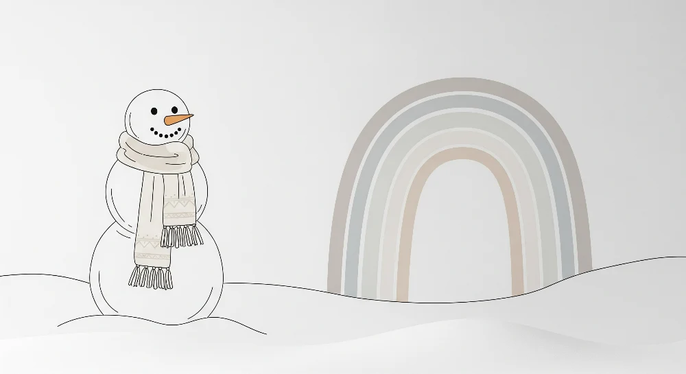Barnetapet | Snømann og pastellregnbue