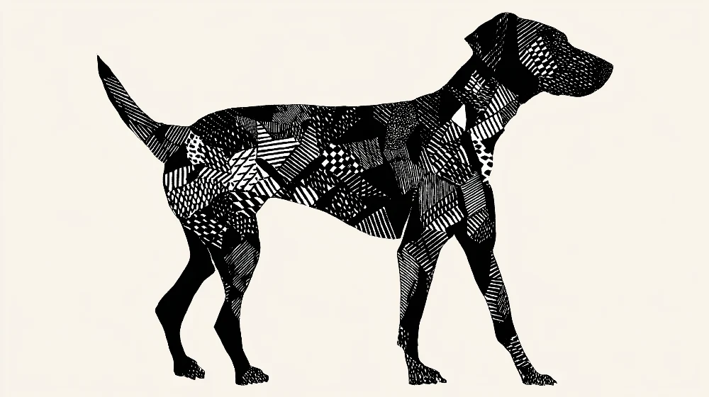 Barnetapet | Svart-hvite grafiske mønstre med hundesilhuett