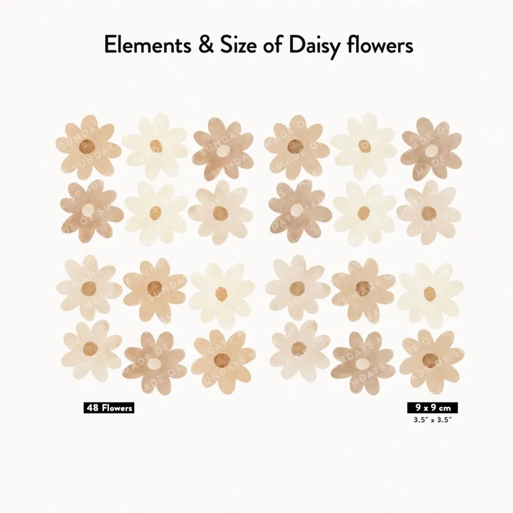 Boho Daisy blomster veggklistremerker