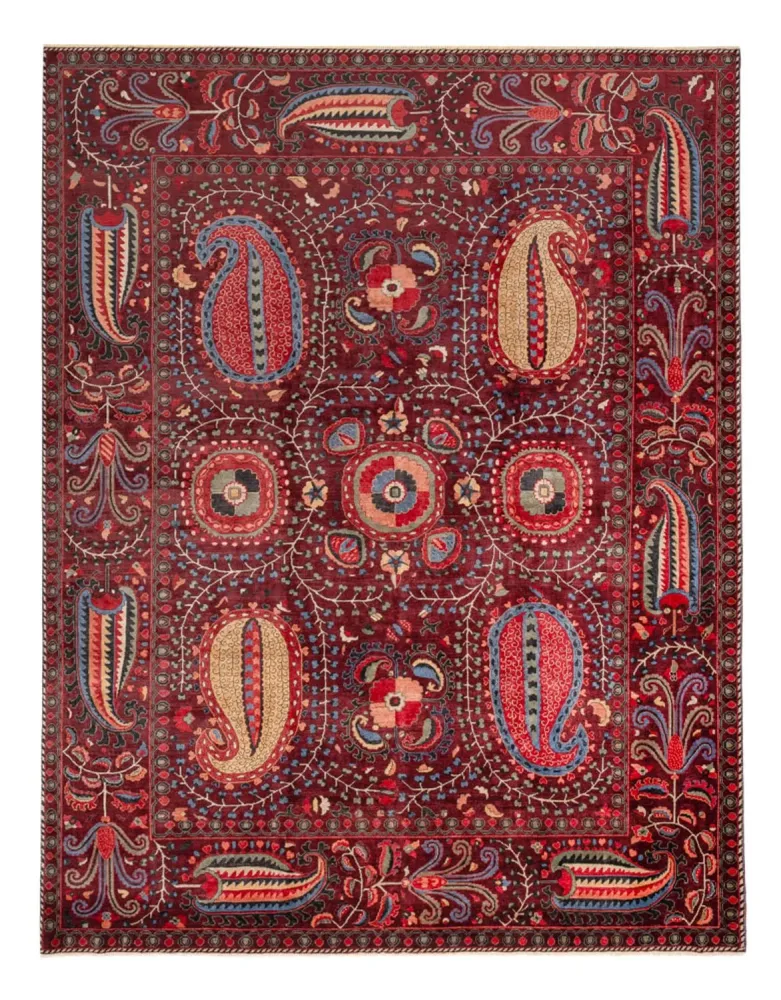 Designer teppe - 309 x 251 cm - vinrød
