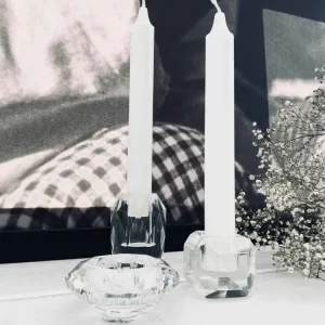 Høy Diamant Lysestake i klart glass