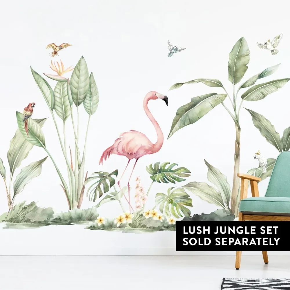 Flamingo og planter veggklistremerker