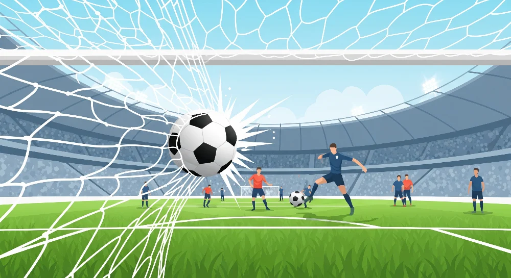 Fototapet barnas rom | Dynamisk fotballkamp med spillere i aksjon