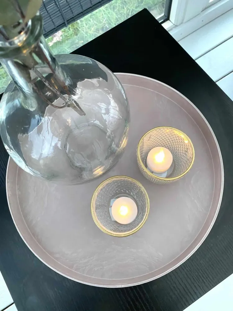 Fyrfadsstaker i glass med gullkant - 3stk ass