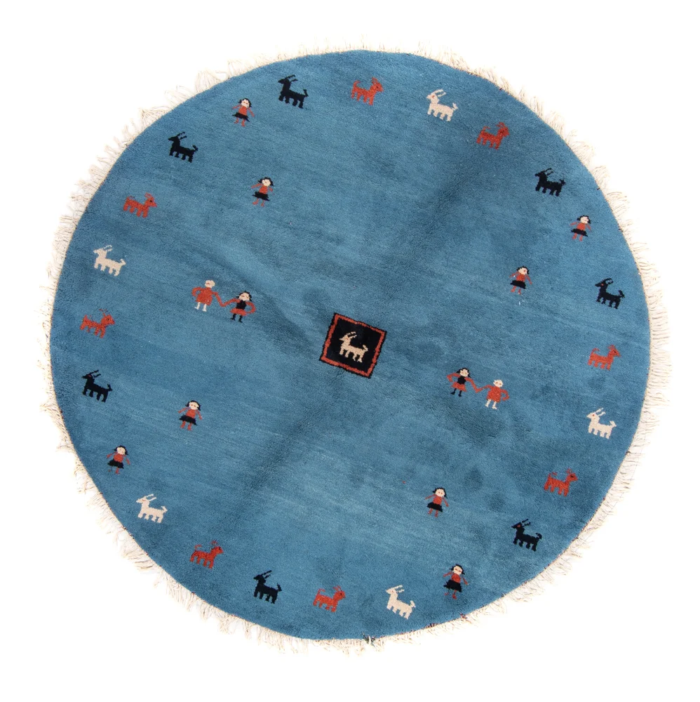 Gabbeh teppe - Indus rundt - 195 x 195 cm - blå