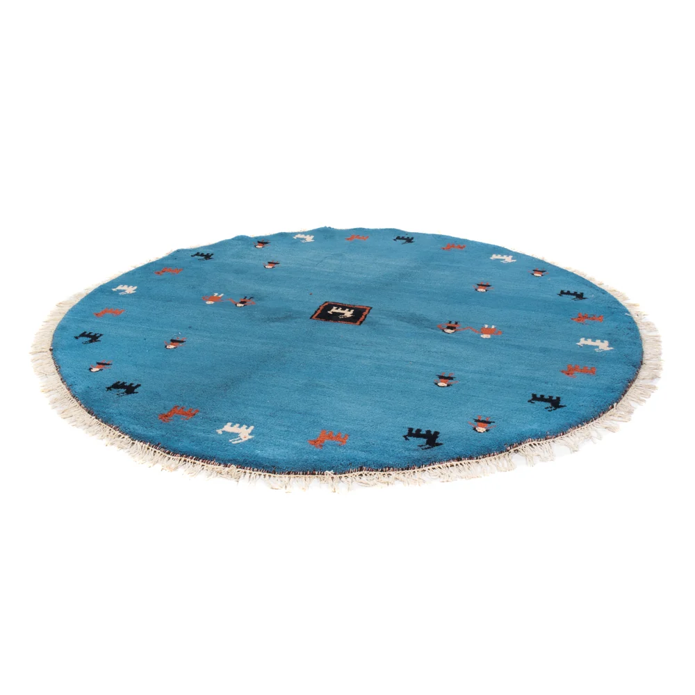 Gabbeh teppe - Indus rundt - 195 x 195 cm - blå