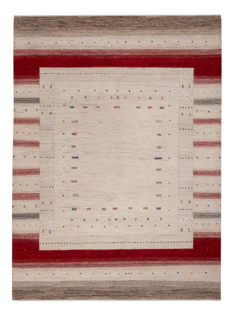 Gabbeh teppe - Loribaft Indus - 242 x 176 cm - lys beige