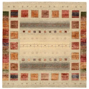 Gabbeh teppe - Loribaft Indus square - 206 x 204 cm - mørk beige