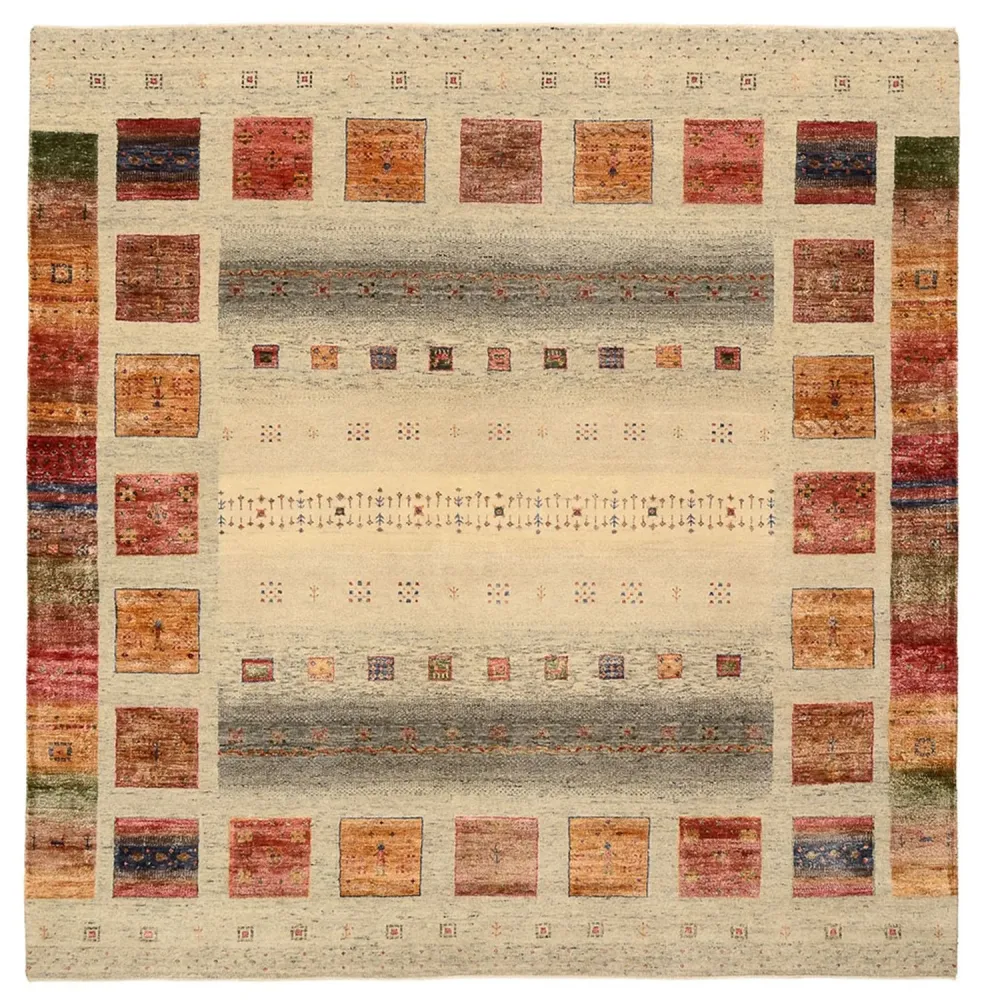 Gabbeh teppe - Loribaft Indus square - 206 x 204 cm - mørk beige