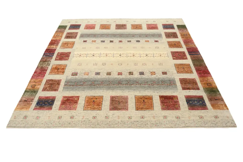 Gabbeh teppe - Loribaft Indus square - 206 x 204 cm - mørk beige