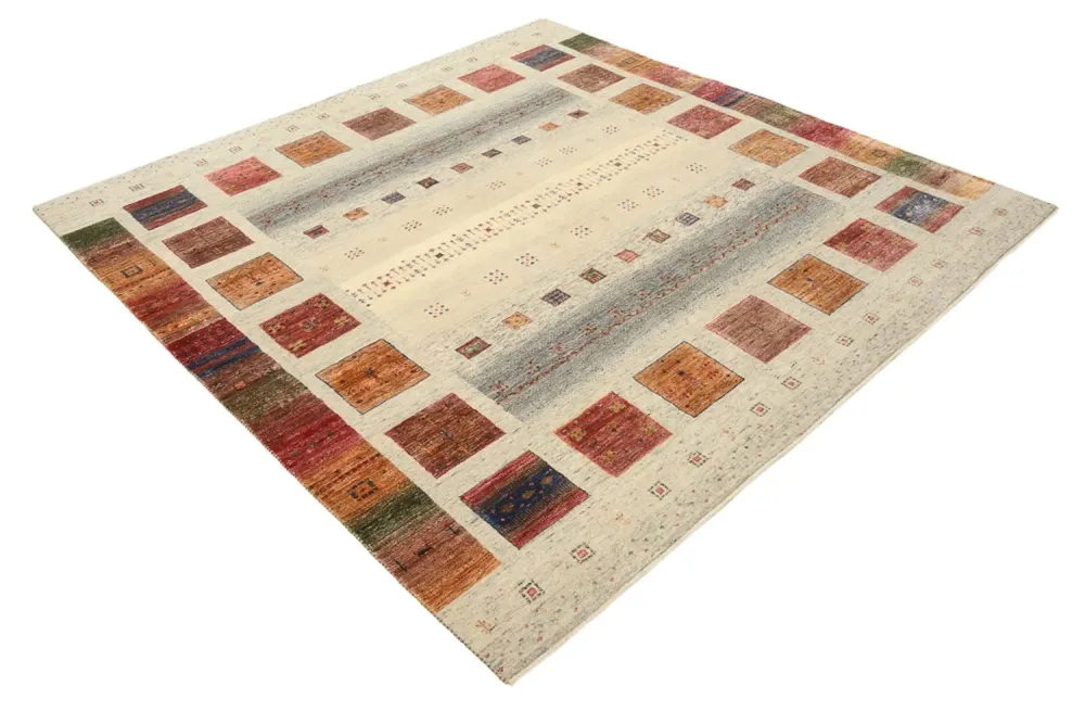 Gabbeh teppe - Loribaft Indus square - 206 x 204 cm - mørk beige