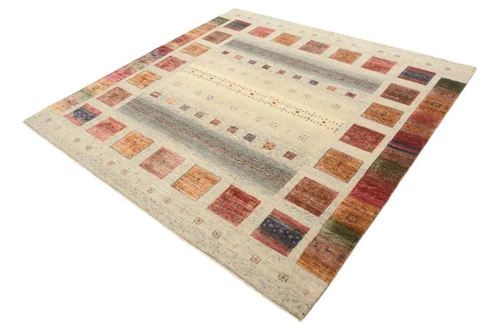 Gabbeh teppe - Loribaft Indus square - 206 x 204 cm - mørk beige
