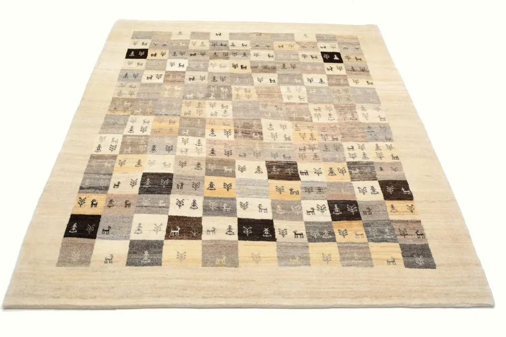 Gabbeh teppe - Loribaft persisk teppe - 191 x 154 cm - lysebrun
