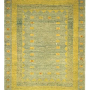 Gabbeh-teppe - persisk - 218 x 175 cm - lysegrønn