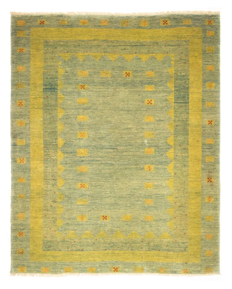 Gabbeh-teppe - persisk - 218 x 175 cm - lysegrønn