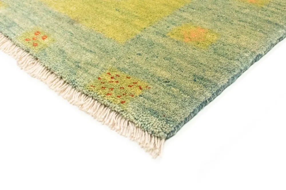 Gabbeh-teppe - persisk - 218 x 175 cm - lysegrønn