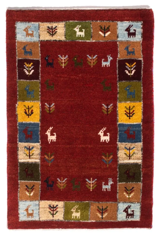 Gabbeh-teppe - persisk - 88 x 61 cm - flerfarget
