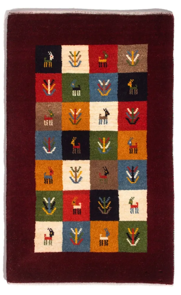 Gabbeh-teppe - persisk - 88 x 61 cm - flerfarget