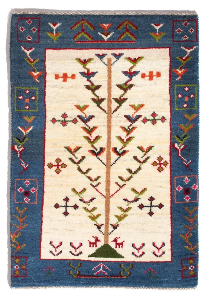 Gabbeh-teppe - persisk - 92 x 63 cm - flerfarget