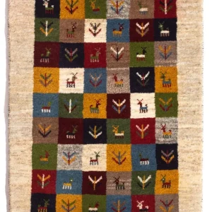 Gabbeh-teppe - persisk - 90 x 62 cm - flerfarget