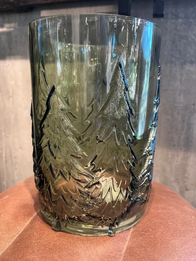 Glass vase / lysestake - tre - grønn