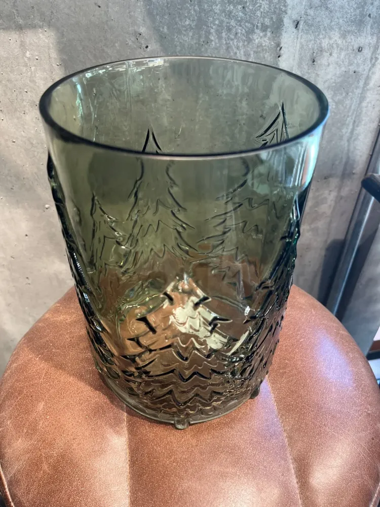 Glass vase / lysestake - tre - grønn