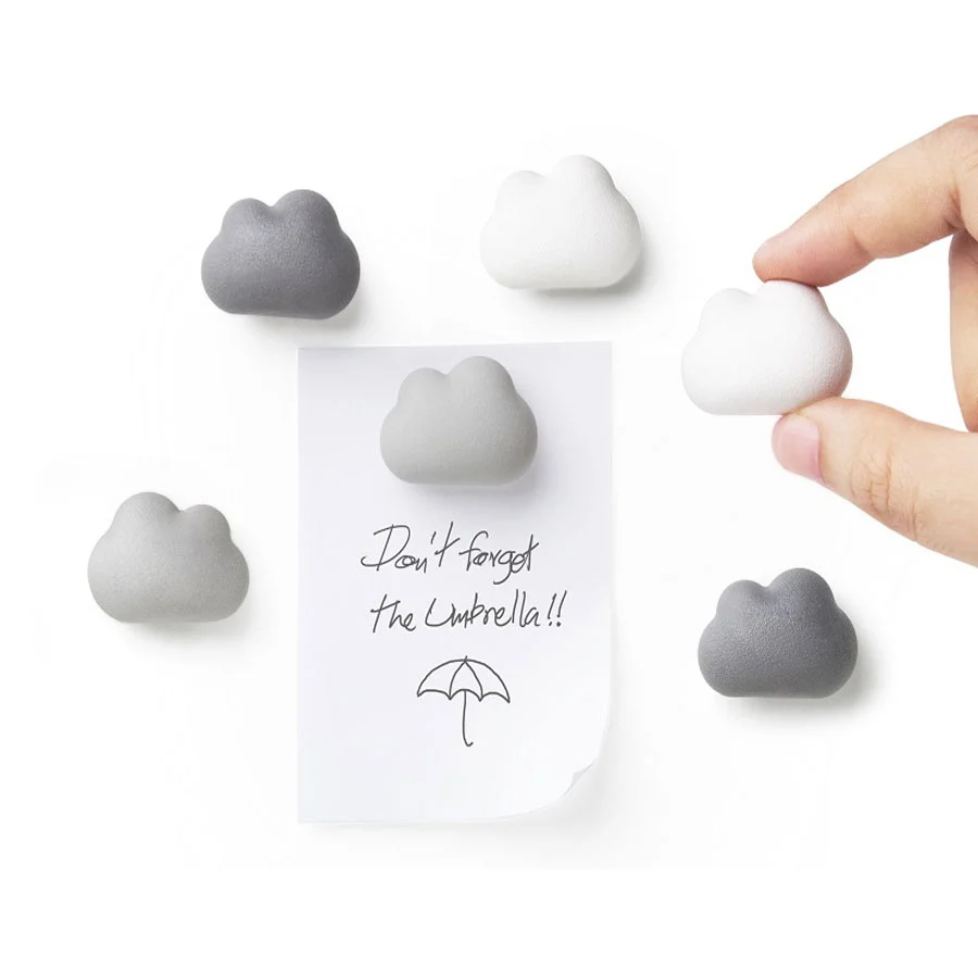 Grey & White Cloud 6-pakk - kjøleskapsmagneter