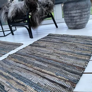 Gulvteppe i flettet skinn - 60x90 cm