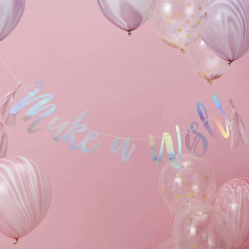 Iriserende Banner "Make Wish"