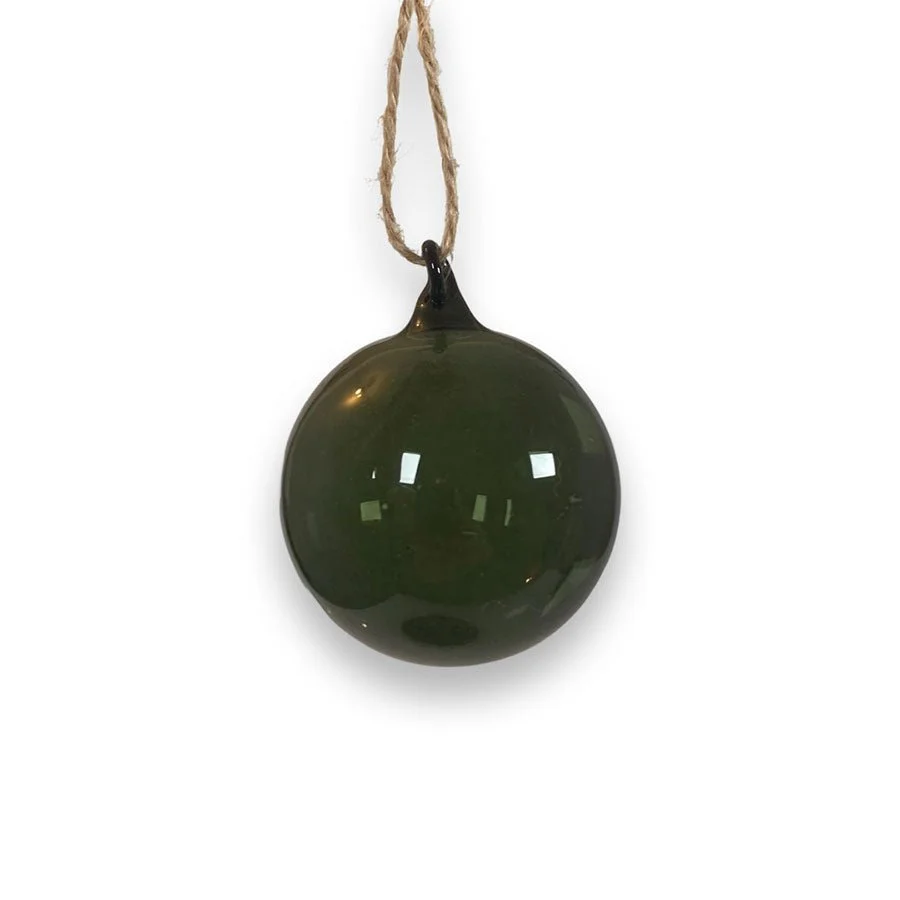 Julekule i glass klar - grønn - mini