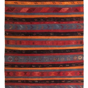 Kelimteppe - Gammelt - 205 x 160 cm - flerfarget